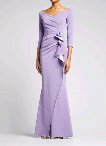 Chiara Boni LaPetite Robe Silveria Violet 14 Italy Drape Long Dress Prom Formal