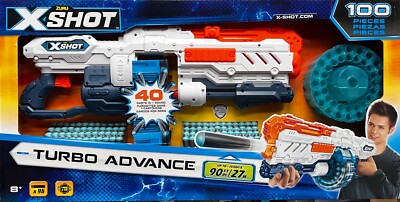 ZURU X-Shot Turbo Advance Blaster (36136) 40 Kapazität + 96 Darts 90 ft / 27 m
