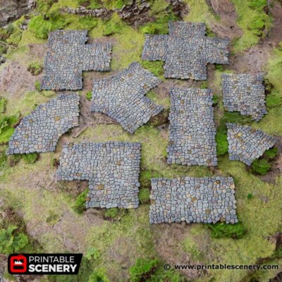 Gepflasterte Wege, Fantasie ineinandergreifende Straßen: Wargaming RPG-Gelände, D&D-Landschaft