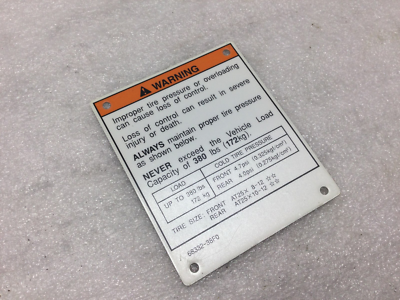 Suzuki Tire Air Pressure Warning Label Eiger 68332-38F00 2002-2007