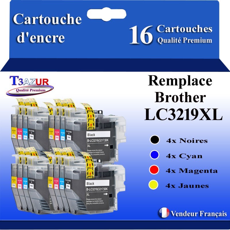 Cartouches Brother LC3219 LC3217 pack de 16 reservoirs d'encre generiques haute capacite
