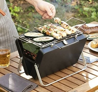 Barbecue à charbon pliable et portable en fer et acier inoxydable - Photo 1/4