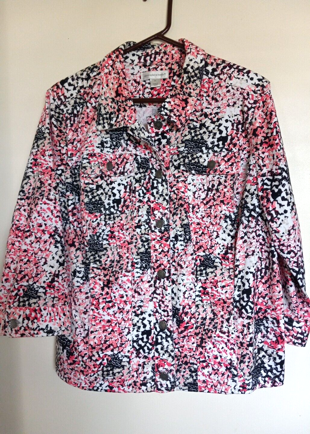 Christopher Banks Multi Color Jean Jacket Sz XL Button Front Lightweight Classic