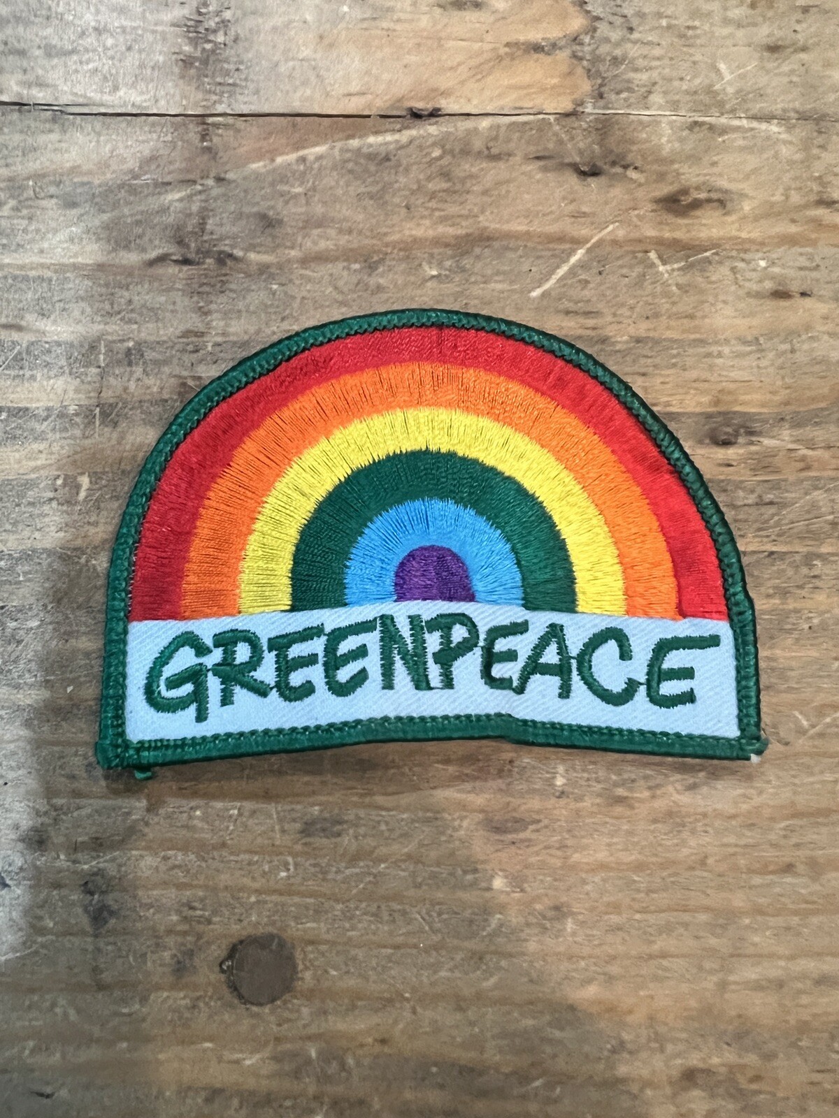 Vintage Greenpeace Rainbow Patch Badge Hippy Rare - image 1