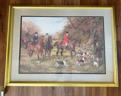 Large Framed/Matted/Glass ''Going to Cover'' by Heywood Hardy