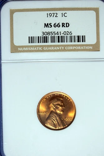 1972 - NGC MS66RD LINCOLN CENT!!  #B49813