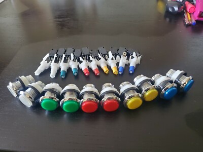 LED chrome arcade push button 5 Colors w/ micro switch Lot of 10