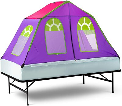 Girls Bed Tent Twin Full Purple Red Dream House Canopy Play Area Windows  Dome