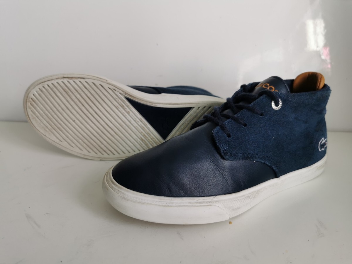 LACOSTE ESPARRE CHUKKA UK 33 BOYS KIDS NAVY WHITE SUEDE LEATHER