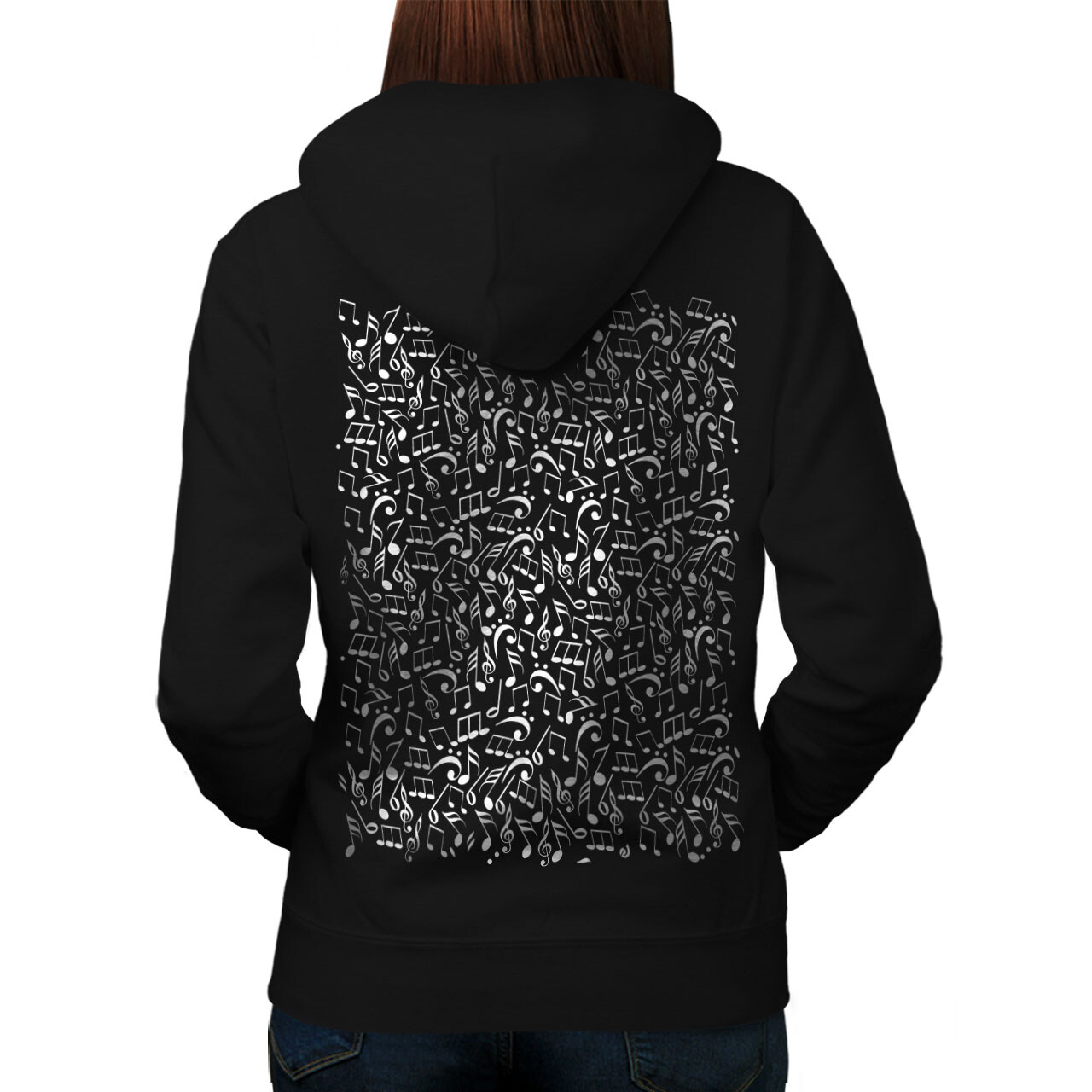Wellcoda Music Note Fashion Audio Womens Hoodie Back