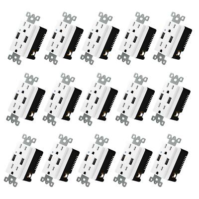 15 Packs 4.2A USB Wall Outlet Charger Tamper Resistant TR Electrical Receptacles