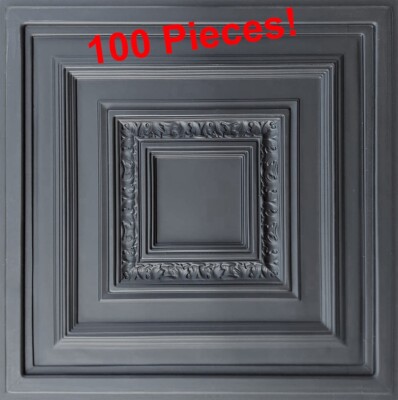 GRID SYSTEM, Pop In, PVC, 24'' x 24'', Ceiling Tiles, ANTYX Black, 100 Pieces!