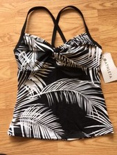 Athleta Retro Palm B W Twist Front Tankini 34B/C NWT Swimwear