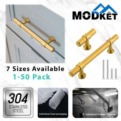#ad Brushed Gold Modern Cabinet Handles Pulls Knobs Kitchen Hardware Drawer Pull $171.01