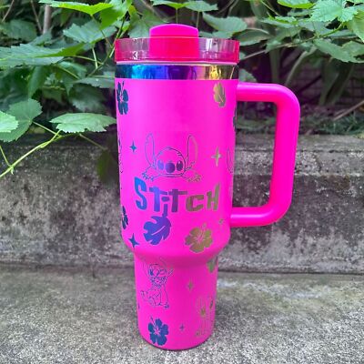 Stitch Tumbler Cup with Straw Lid Insulated Stainless Steel Water Bottle 40 Oz