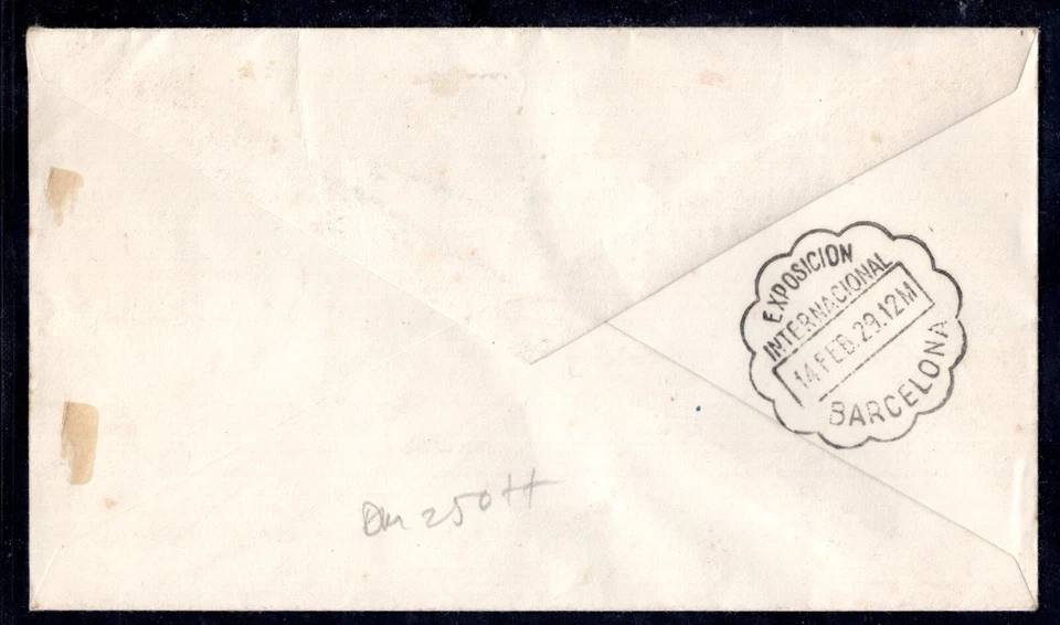 SPAIN 1929 AIR MAIL SEVILLE BARCELONA EXPOSITION SET FDC SC. #C6-C10 TIED - Image 2 of 2