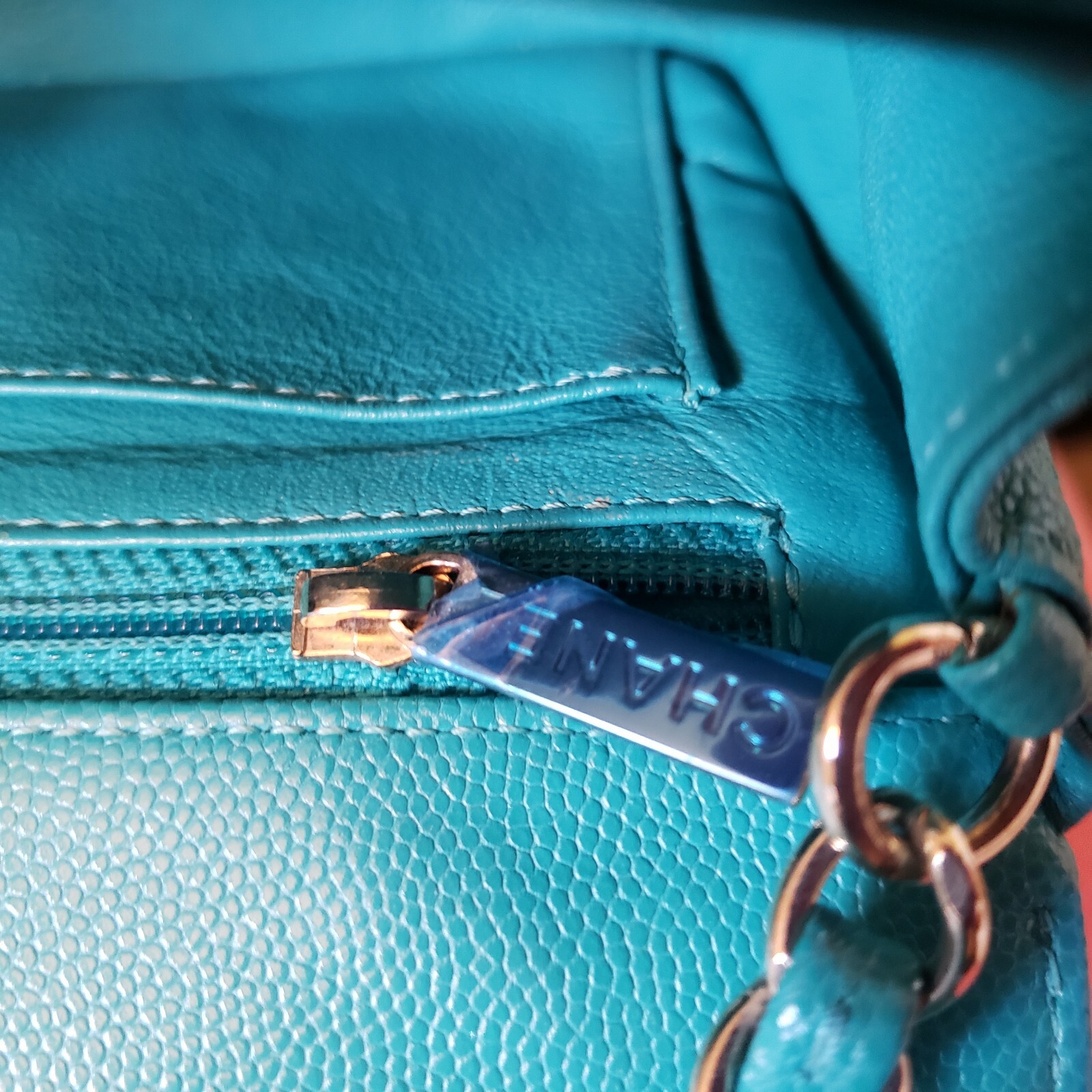 Chanel Classic mini Rectangular  turquoise blue C… - image 10