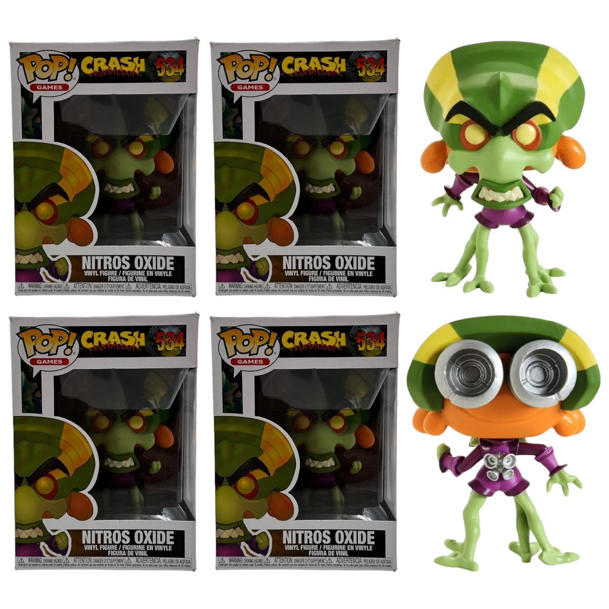 Lot of 4 Funko POP! Games Crash Bandicoot Nitros Oxide 534 Vinyl