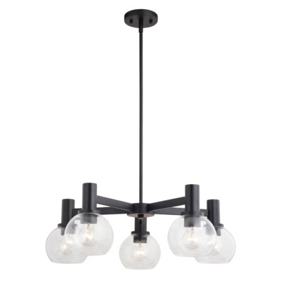 Vaxcel Marshall 27'' 5 Light Chandelier, Matte Black - H0296