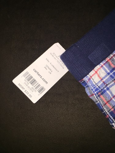 Carters Toddler Baby Boys 24 Month Plaid Shorts Elastic Waist Red White Blue New - Picture 3 of 3