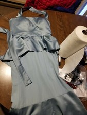 Vera Wang white Collection sz 10 gown dress alter & cups added blue zip up back