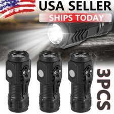 3X Super Bright LED Mini Tactical Flashlight USB Rechargeable Lamp 5 Modes Light