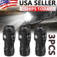 3X Super Bright LED Mini Tactical Flashlight USB Rechargeable Lamp 5 Modes Light