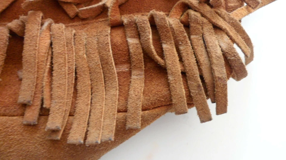 Bolsa de ombro Minnetonka de couro franja tripla satchel tiracolo hippie - Imagem 4 de 4