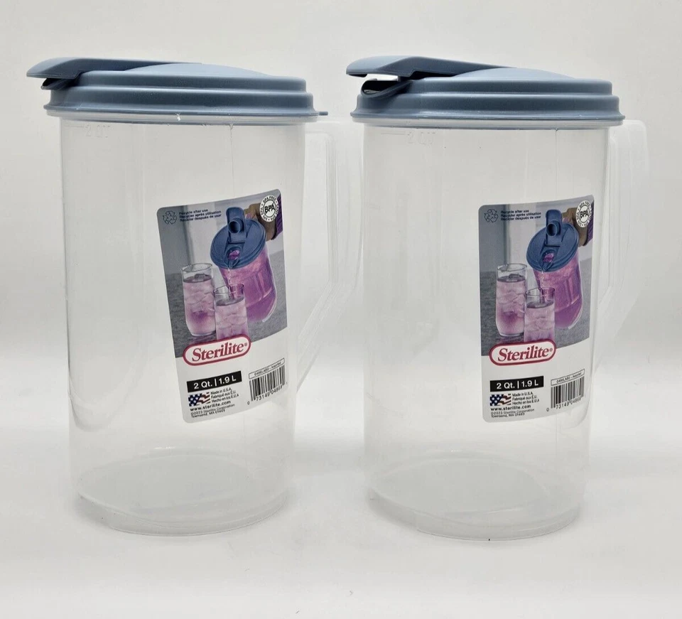 Sterilite 1/2 Gallon Drink Pitcher Leak Proof Lid  (2 Pack) 64oz Pitchers - Image 3 of 4