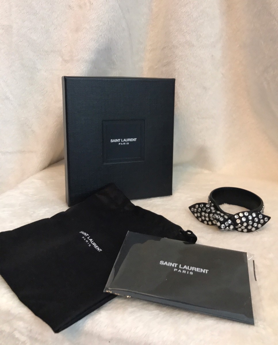 ブレスレット SAINT LAURENT  Bracelets Women Leather Black/Silver SAINT LAURENT - Silver-Tone and Leather Bracelet - Black