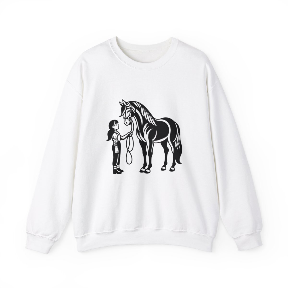 Adult Crewneck Sweatshirt Equestrian Horse Lover Gift Retro Look Animal Art Cute