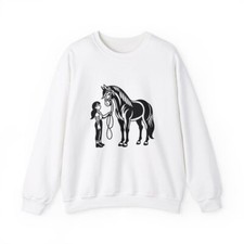 Adult Crewneck Sweatshirt Equestrian Horse Lover Gift Retro Look Animal Art Cute