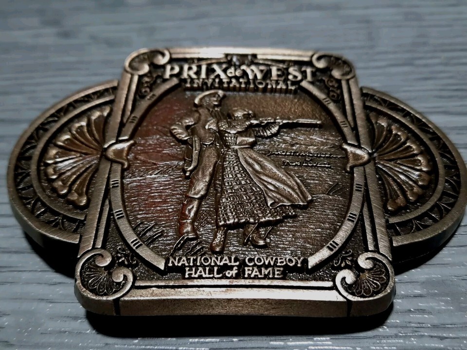 Prix de West Invitational Cowboy Hall Of Fame Brass Vintage Belt Buckle