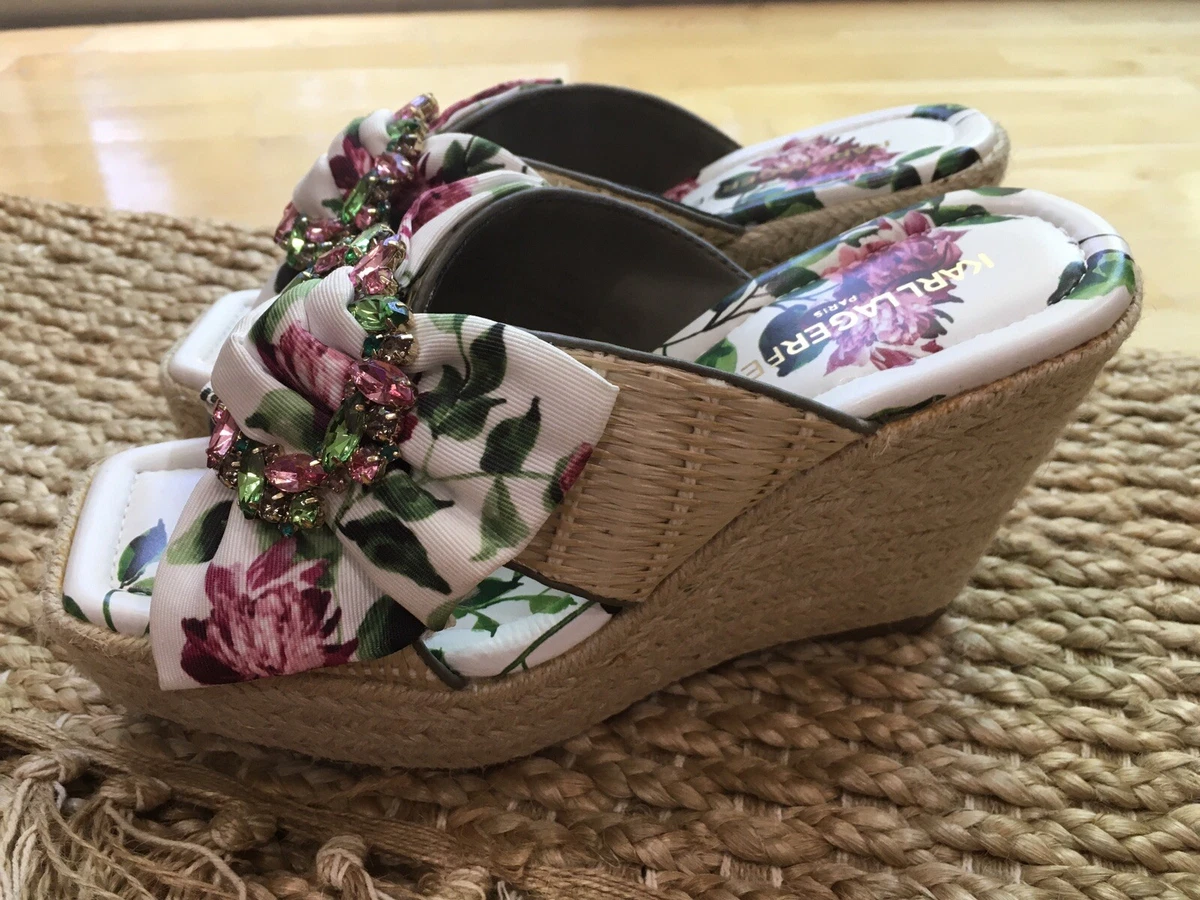 Karl Lagerfeld Paris Women s Cariza Slip on Espadrille Wedge Sandal Size 5