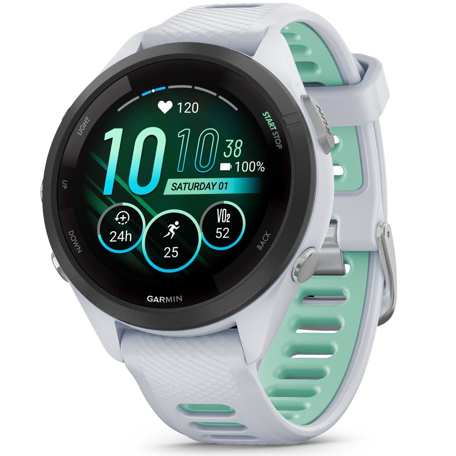 Garmin Forerunner 265S GPS Smartwatch, Whitestone/Neo Tropic