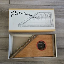 VTG PICKATUNE Handmade Wooden String Harp Columbia W/29 Music Sheets/Songs