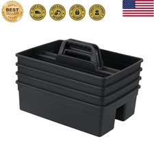 3-Compartment Plastic Storage Caddy with Handle, 4 Packs Commercial Cleanin...