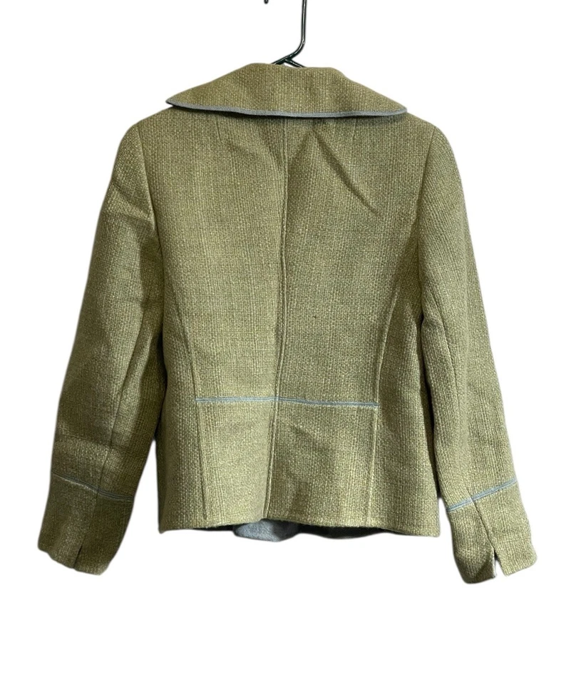 Chaqueta Blazer Para Mujer Akris Pequeña Lana Cachemira Tweed Diseñador de Lujo Foto 2 de 4
