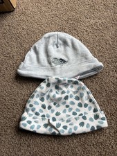 Two Next Baby Boy Blue and Dinosaur Print Hats 0-3 Months