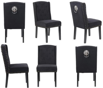 X Black Velvet Dining Chairs 12 Button Detail, Stud Detail