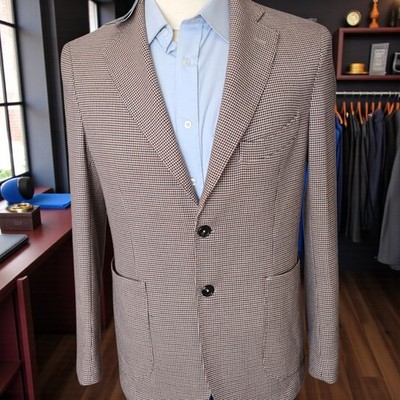 New Fefe Napoli Blazer 46r 56IT Working Cuff Unstructured Puppytooth Dual Vent