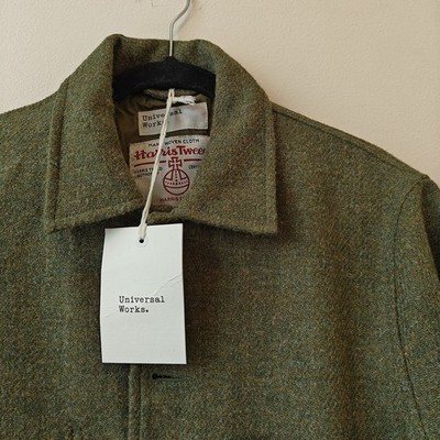 NWT Universal Works Harris Tweed Med Olive Green Wool Bakers