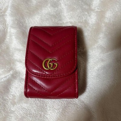 GUCCI Cigarette Case Red Leather Used Excellent Condition