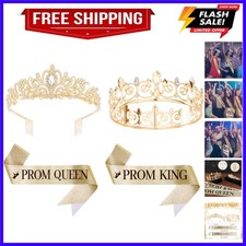 Prom King and Queen Crown Set with Sashes, Prom King and Queen Sash and Tiara...