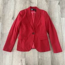ZARA Red Notch Lapel Single-Breasted Blazer Jacket USA 6 Regular Fit Women