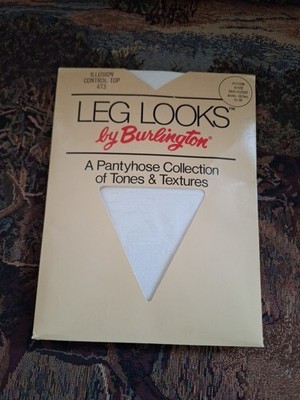 Silky Leg Looks Pantyhose By Burlington Illusion #473 Medium White Sandalfoot