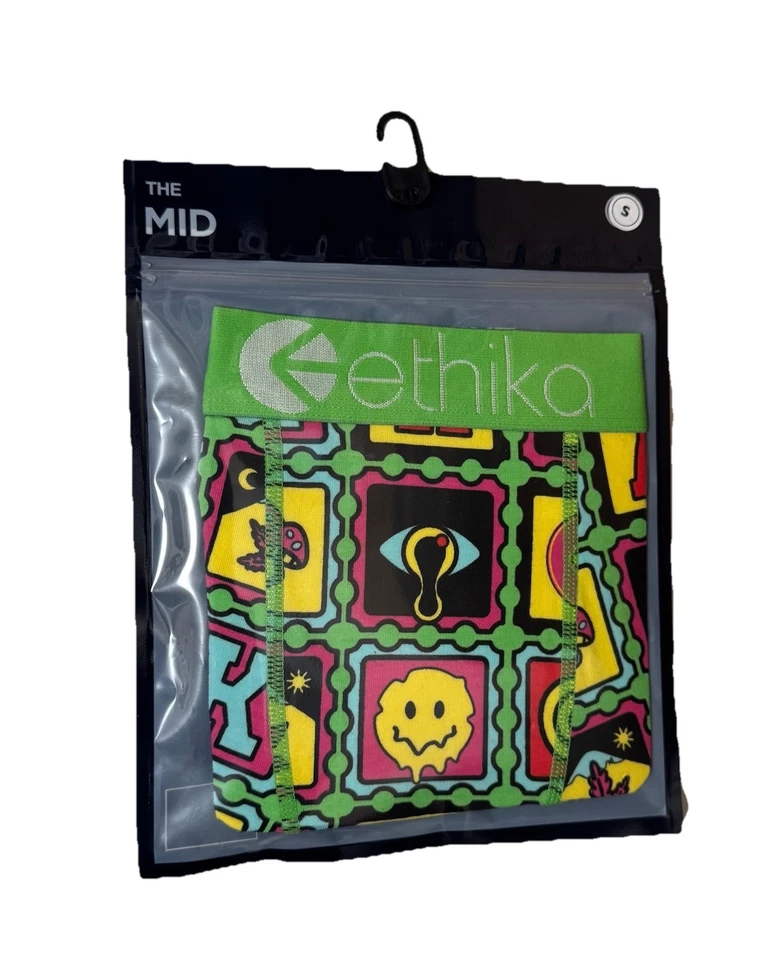 BRAND NEW Mens ETHIKA Mid Tabz Green Reactive Cotton Boxer Briefs size S - Image 3 of 3