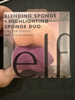 e.l.f. Blender Sponge Duo Peach/Purple Latex-Free Vegan Cruelty-Free 84055