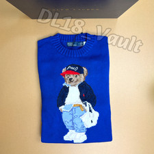 POLO RALPH LAUREN Polo Bear Royal Blue Knit Sweater Baseball Bear Women s Medium