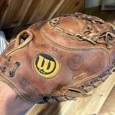 Vintage Wilson Pro-Toe / Pro-Back Leather Catcher’s Mitt – Made in USA - a2403